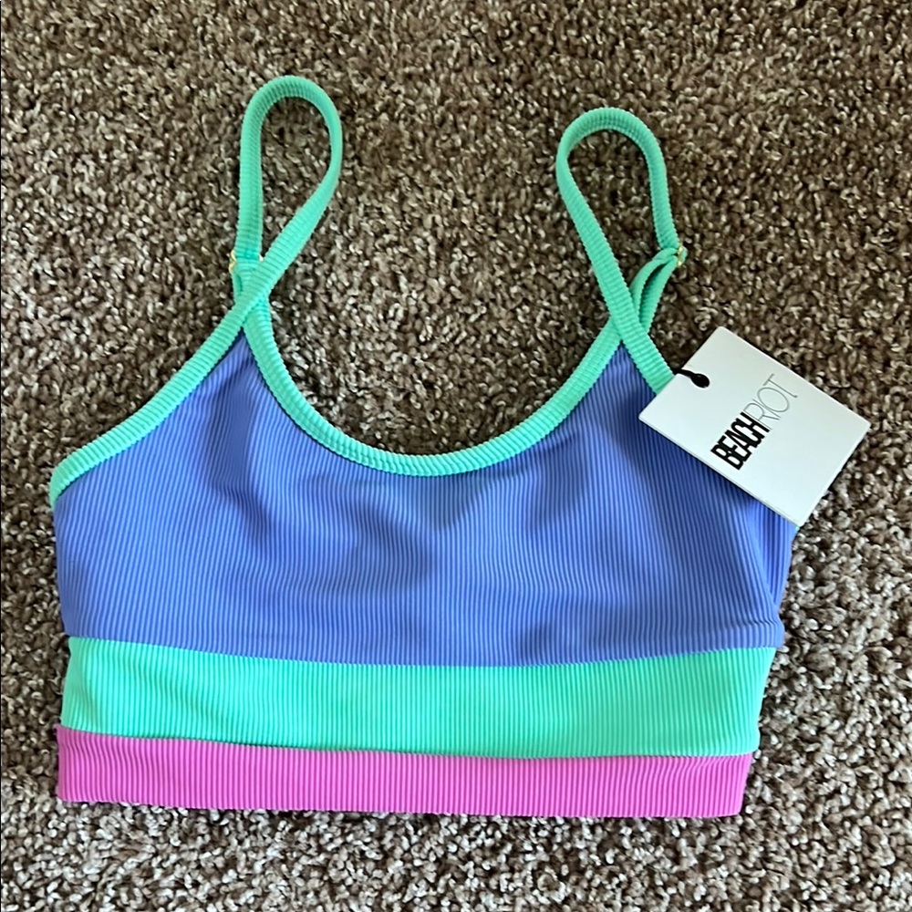 Beach Riot Vibrant Colorblock Bikini Top xs